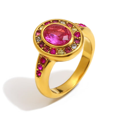 Gold Vintage Oval Zircon Ring