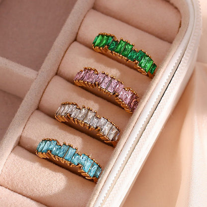 Irregular Zircon Gold Open Ring – Adjustable & Luxe | STUD
