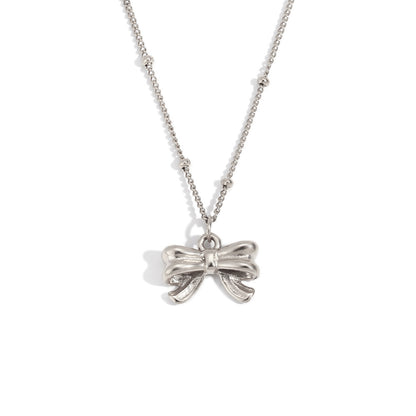 Silver bow pendant necklace - Hypoallergenic and anti-tarnish silver jewelry by STUD