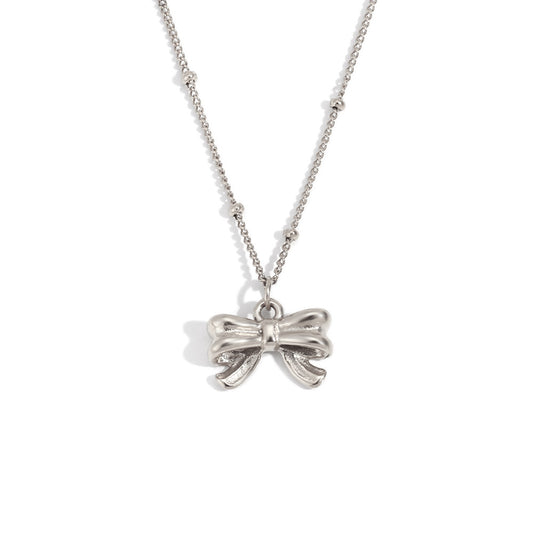 Silver bow pendant necklace - Hypoallergenic and anti-tarnish silver jewelry by STUD