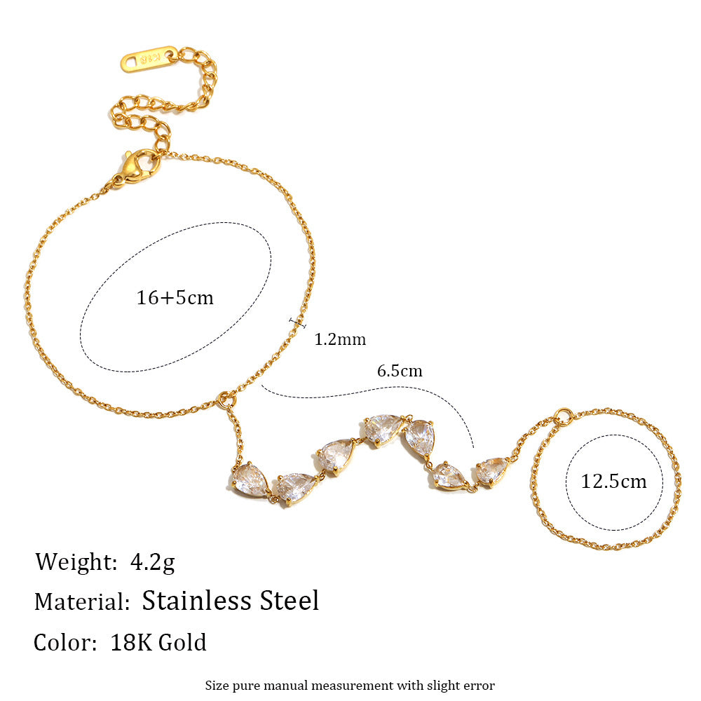18K gold rope chain hand bracelet for women with adjustable clasp – waterproof and elegant