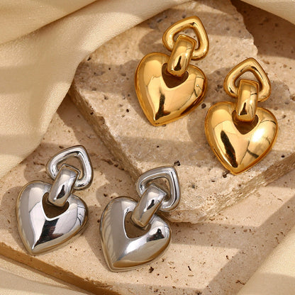 Heart Hoop Silver Earrings