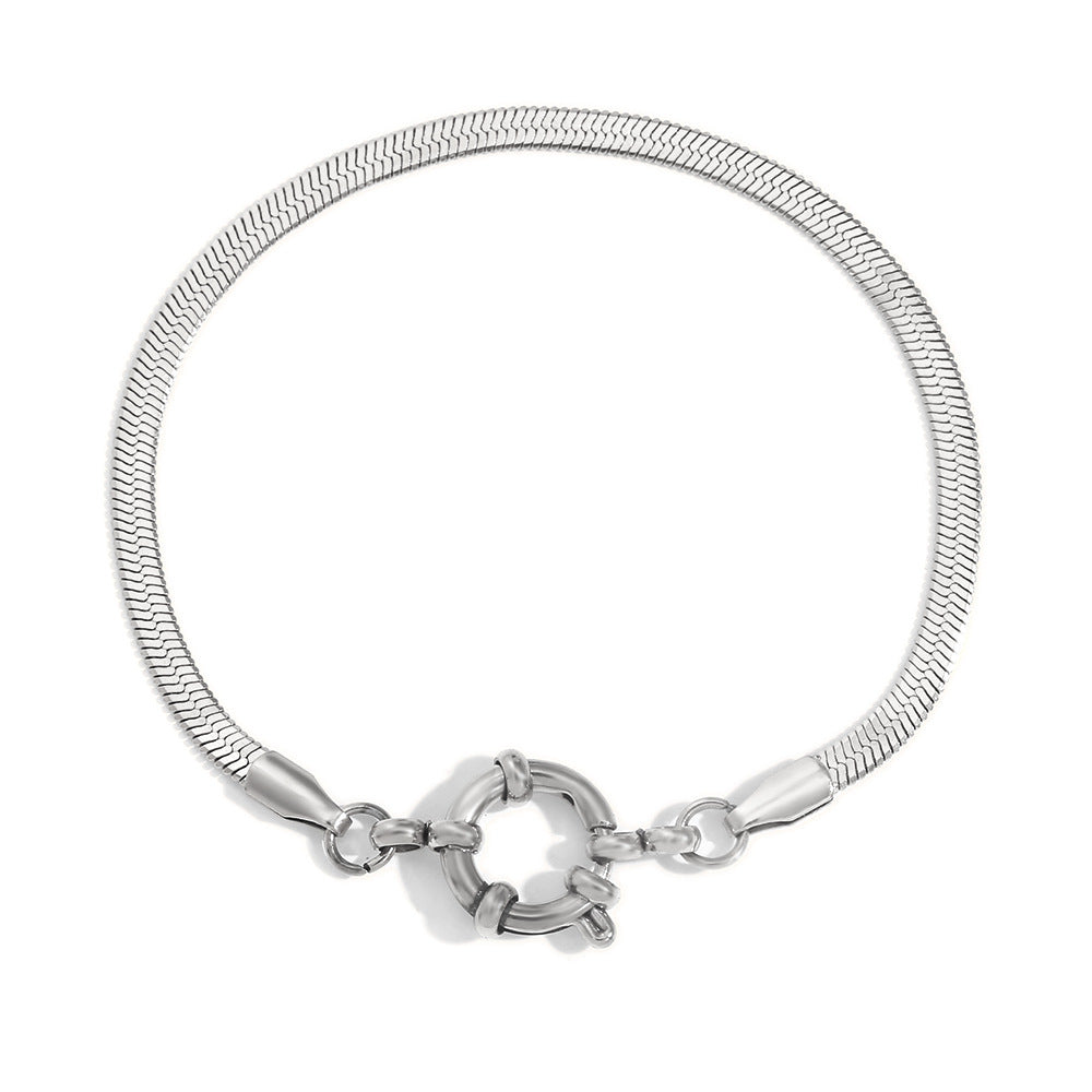 Minimalist Silver Snake Chain Clasp Bracelet