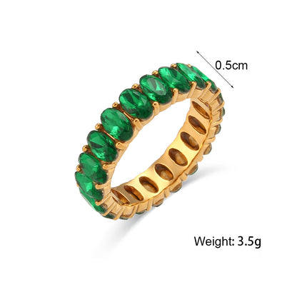 Size details of Green oval zircon ring – minimalist 18K gold-plated stainless steel band – waterproof and lightweight jewelry by STUD (Shop Till You Drop)