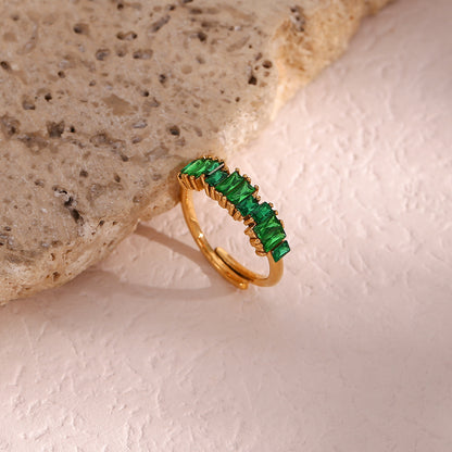 Irregular Zircon Gold Open Ring – Adjustable & Luxe | STUD