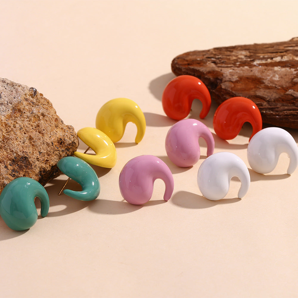 Candy-Colored Enamel Comma Earrings