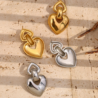 Heart Hoop Silver Earrings