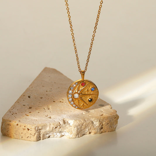 Celestial Compass Necklace – 14K Gold Talisman | STUD