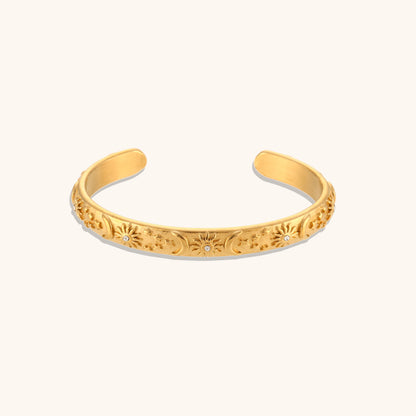 Front view of Celestial Star Moon Sun Bangle