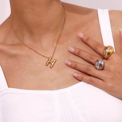 Balloon letter pendant necklace – 18K gold plated playful design by STUD-Shop Till You Drop