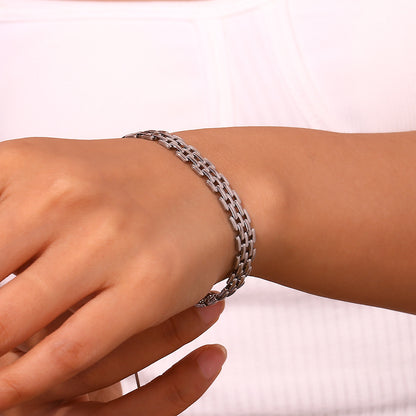 Close View of Handwoven silver bracelet – waterproof minimalist design by STUD-Shop Till You Drop