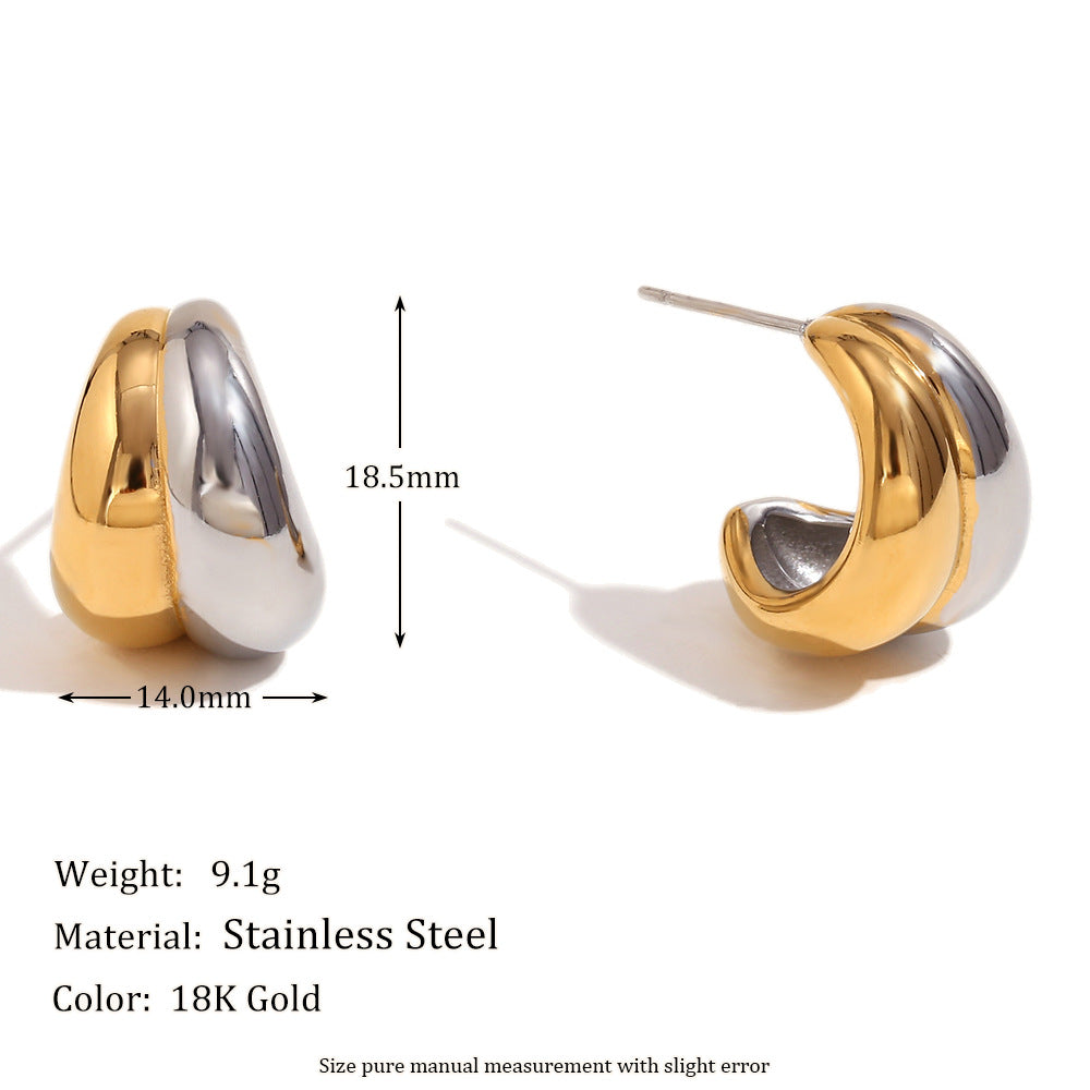 Two Tone 18K Gold-Plated Stud Earrings for Women