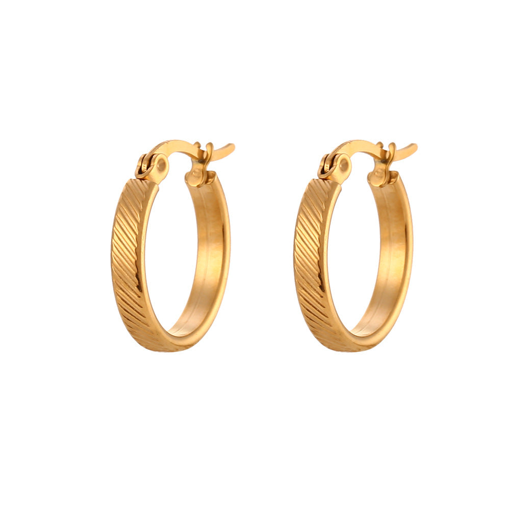 STUD 18K gold-plated slanted textured hoop earrings