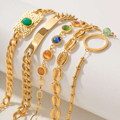 Colorful Cat Eye Bracelet | Trendy 18K Gold-Plated Chain