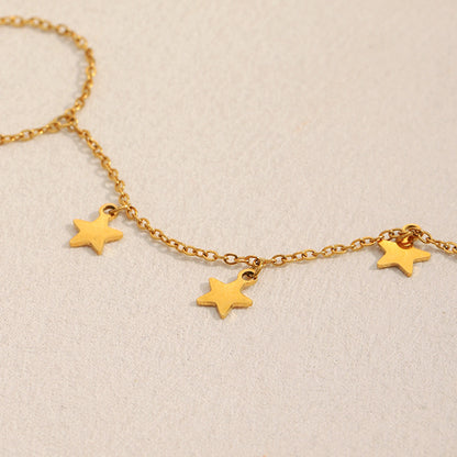 18K gold plated starlight hand chain bracelet with dainty star charms – STUD