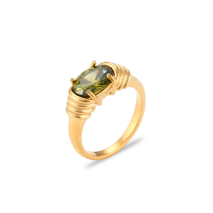 Light green oval zircon statement ring by STUD