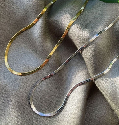 18K Gold-Plated Stainless Steel Flat Snake Chain Necklace