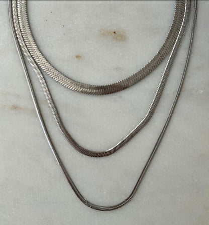 18K Gold-Plated Stainless Steel Flat Snake Chain Necklace