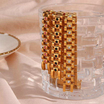 Gold Watch Band Bracelet With Diamonds