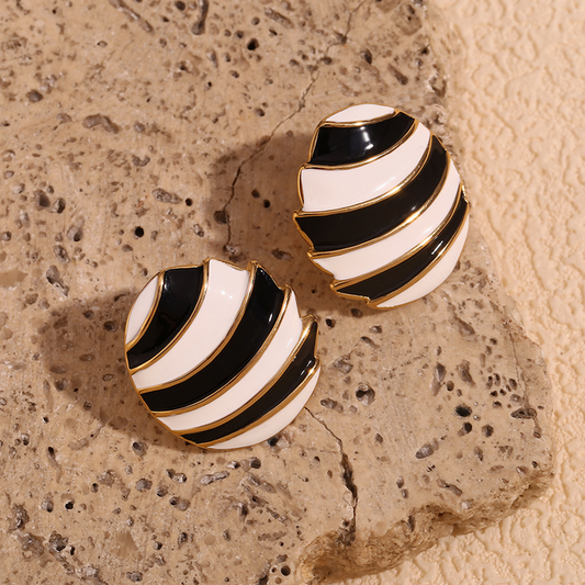 Black And White Striped Earrings