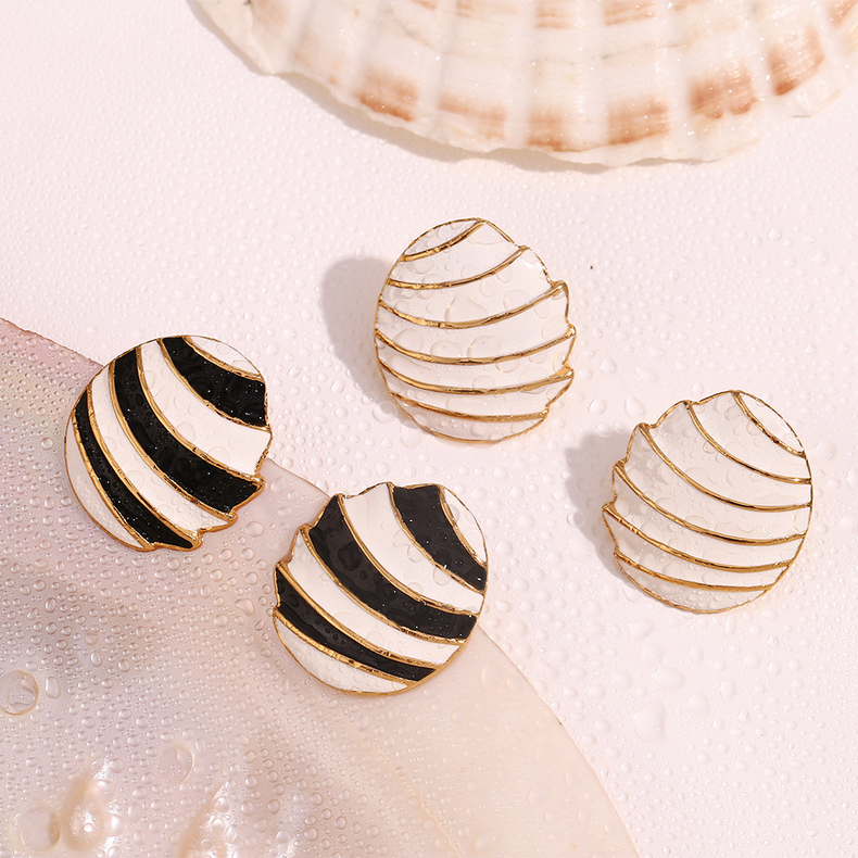 Black And White Striped Earrings