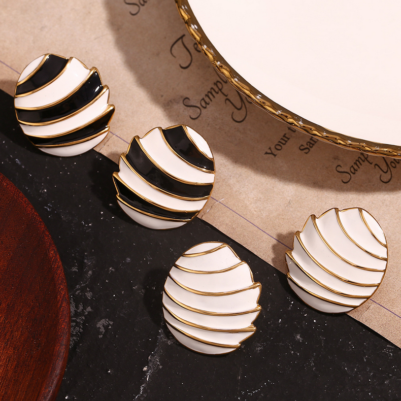 Black And White Striped Earrings