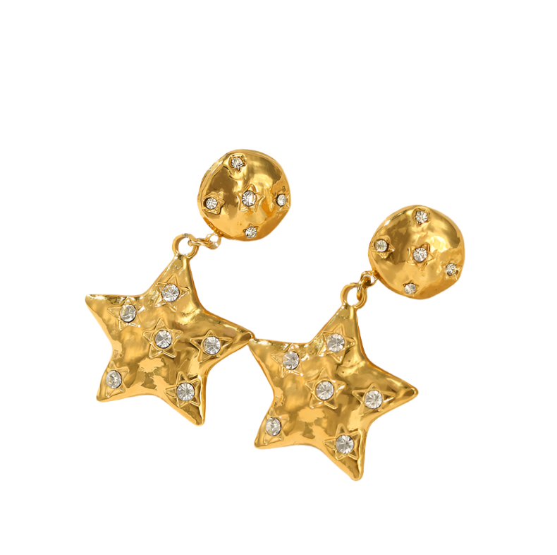 Golden Glam: 14K Gold Plated Star Earrings