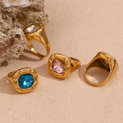Vintage Pink Floral Zirconia Ring