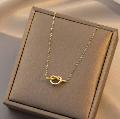 Korean-style knot necklace – 14K gold plated stainless steel by STUD-Shop Till You Drop