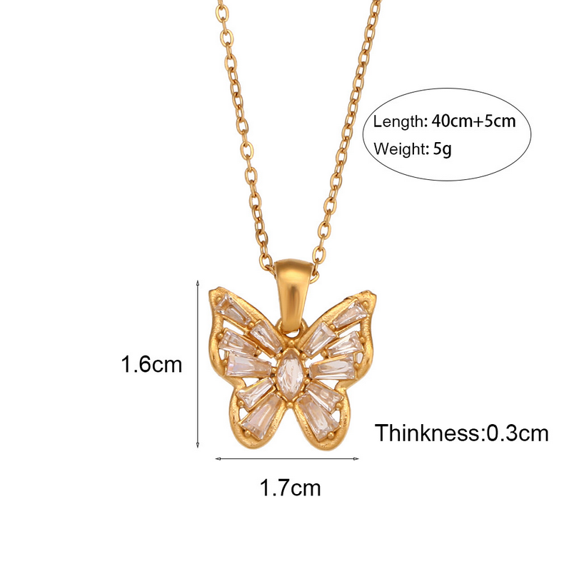 Butterfly Elegant Clear Zircon Pendant Necklace