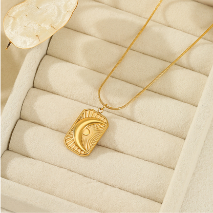Celestial Charm: Moon Pendant 14K Gold Necklace