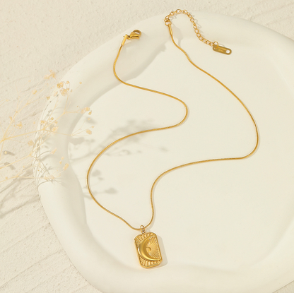 Celestial Charm: Moon Pendant 14K Gold Necklace