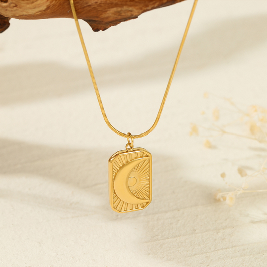 Celestial Charm: Moon Pendant 14K Gold Necklace