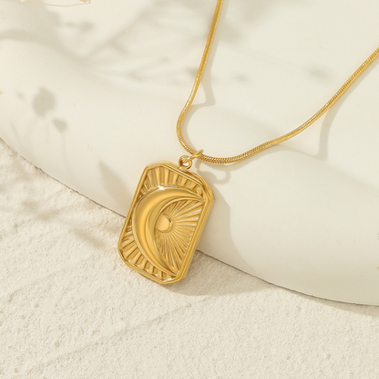 Celestial Charm: Moon Pendant 14K Gold Necklace