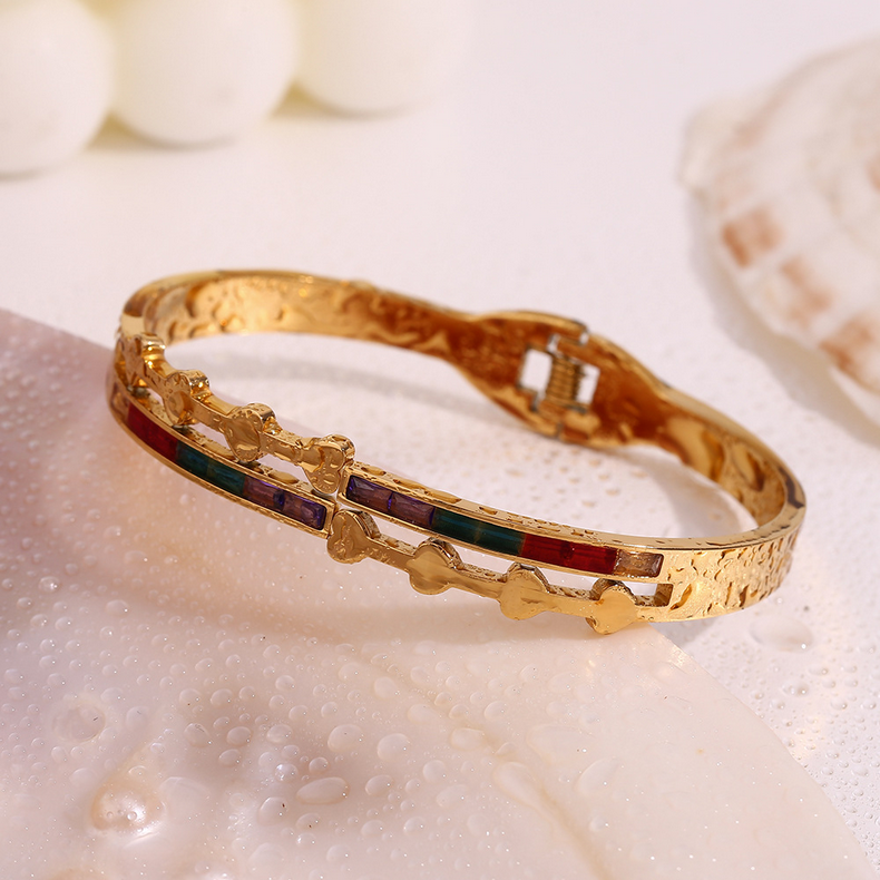 Colorful Zircon Heart Bangle