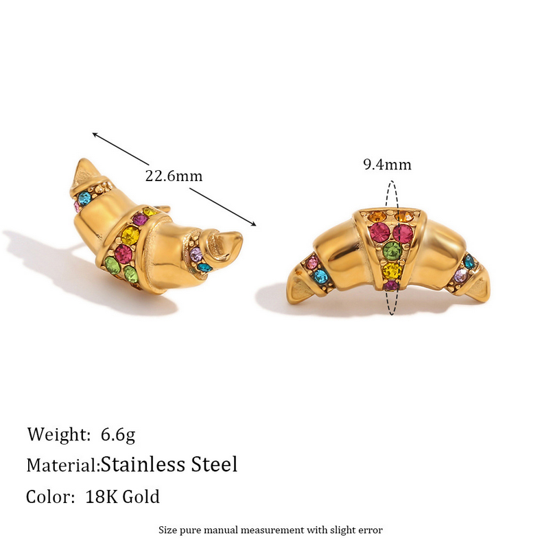 Croissant Colorful Rhinestone Earrings