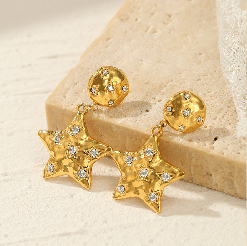 Golden Glam: 14K Gold Plated Star Earrings