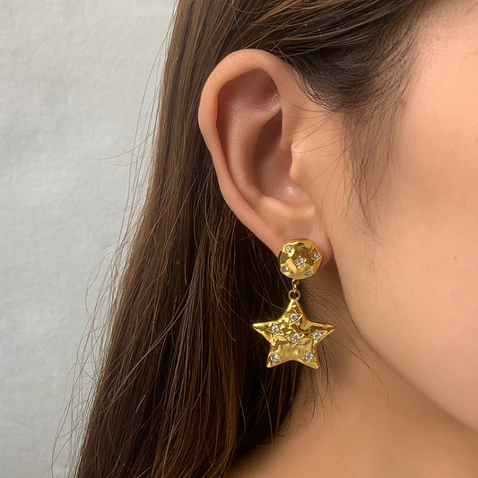 Golden Glam: 14K Gold Plated Star Earrings