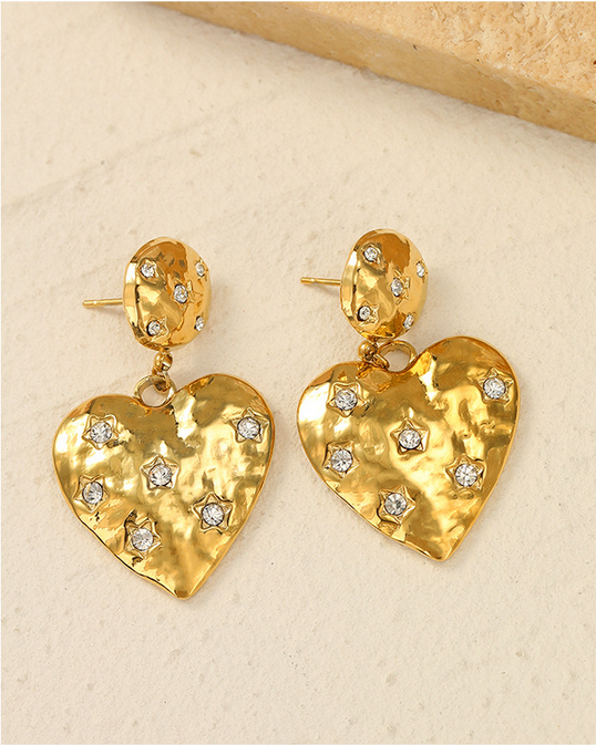 Golden Glam: 14K Gold Plated Heart Earrings