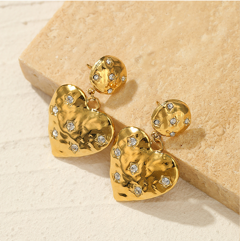 Golden Glam: 14K Gold Plated Heart Earrings