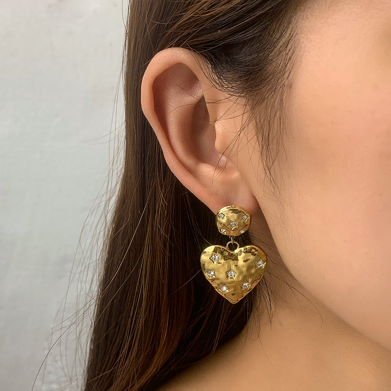 Golden Glam: 14K Gold Plated Heart Earrings