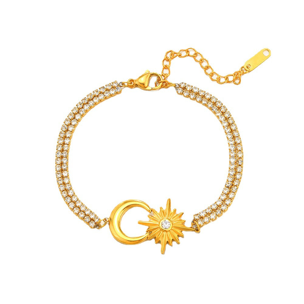 Star and Moon 14K Gold Plated Bracelet