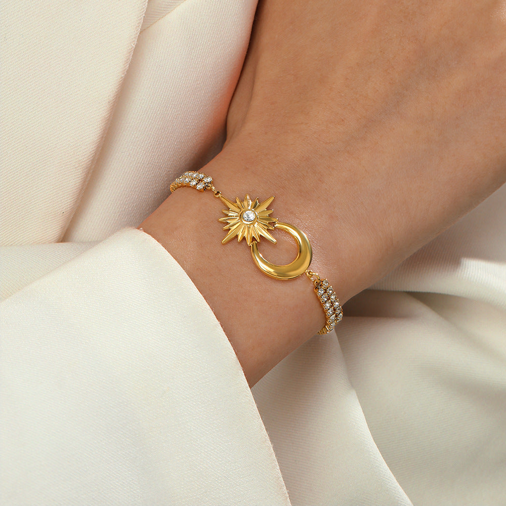 Star and Moon 14K Gold Plated Bracelet