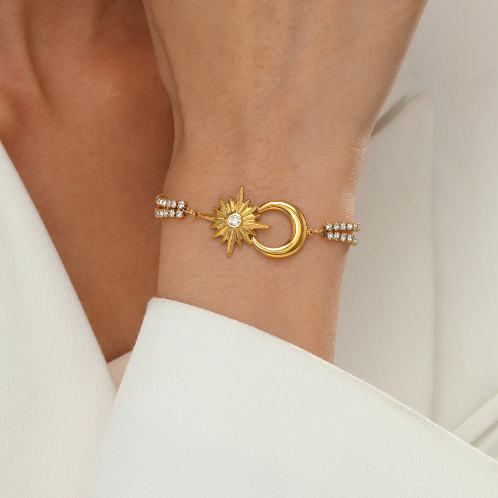 Star and Moon 14K Gold Plated Bracelet