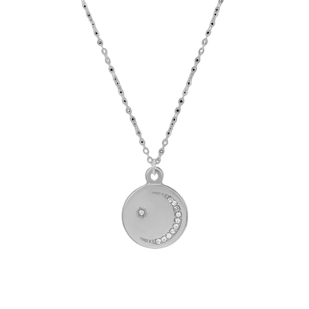 Star and Moon Zirconia Necklace