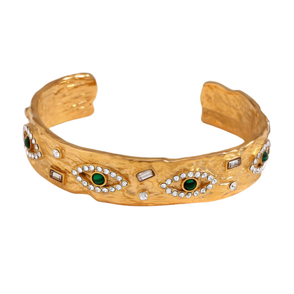 Gold evil eye bracelet with zirconia stones – symbolic jewelry – STUD