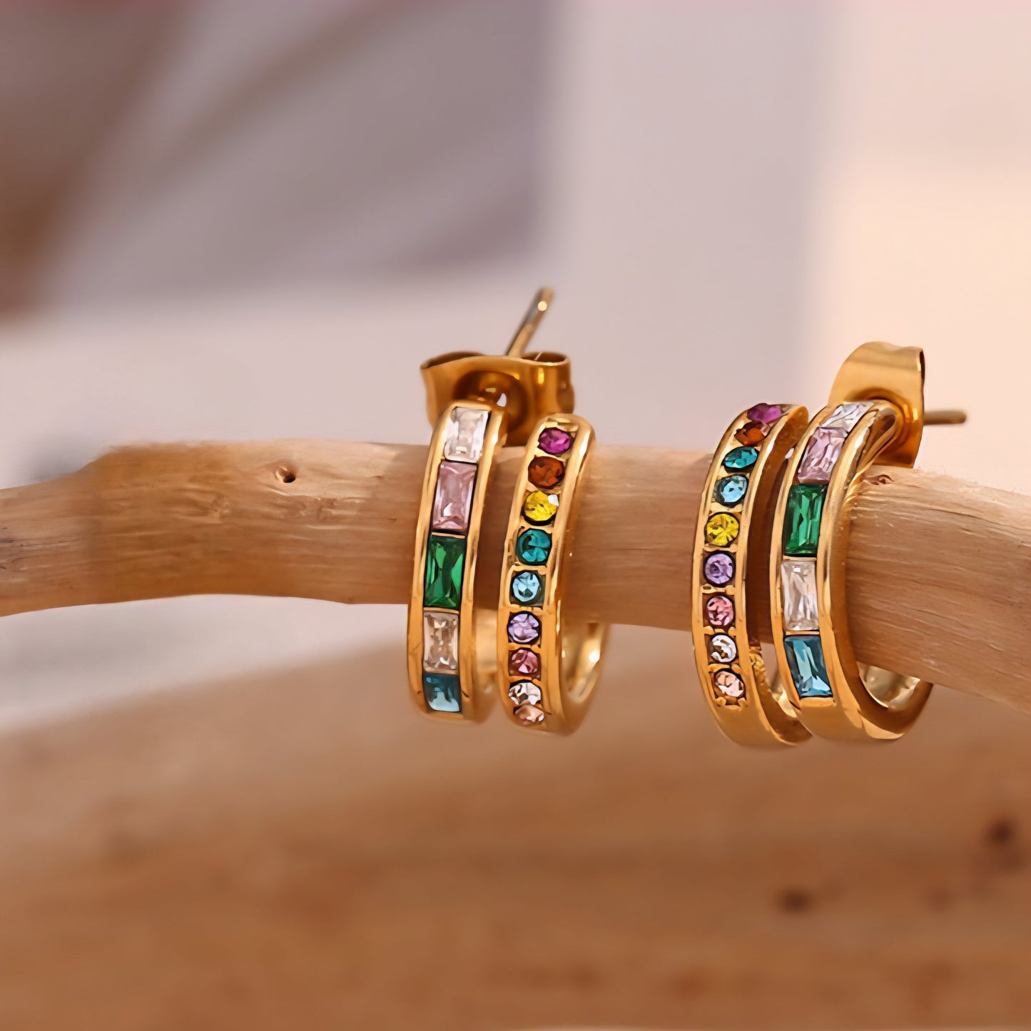 Vintage Double-Layer Zircon C Hoops