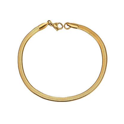 Minimalist gold snake chain bracelet with smooth finish – waterproof and rust-free – STUD